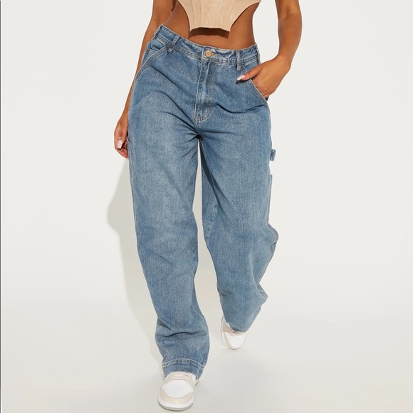 Fashion Nova Denim - ❌SOLD❌Fashion Nova Carpenter Baggy Utility Cargo Pants Skater Jeans denim size 9
